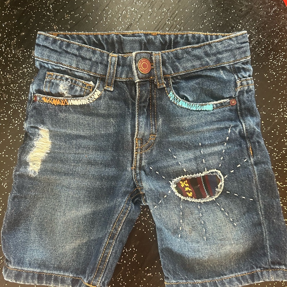 Zara Kids Denim Shorts with Colorful Stitching